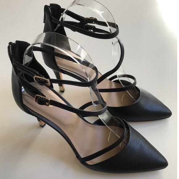 Aldo Black Strappy Shoes Heels Sandals Size 7 Torga EUC Women's Closed Toe - Picture 6 of 16